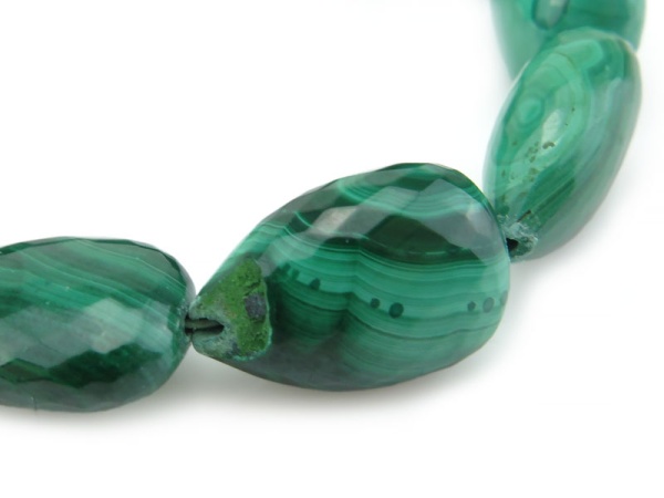 AA Malachite Micro-Faceted Pear Beads 14.25-15.25mm (9)