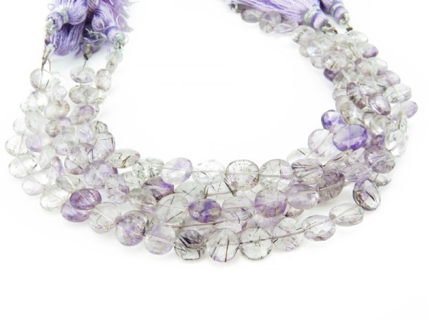 AA Moss Amethyst Faceted Coin Beads 8-8.5mm ~ 8'' Strand