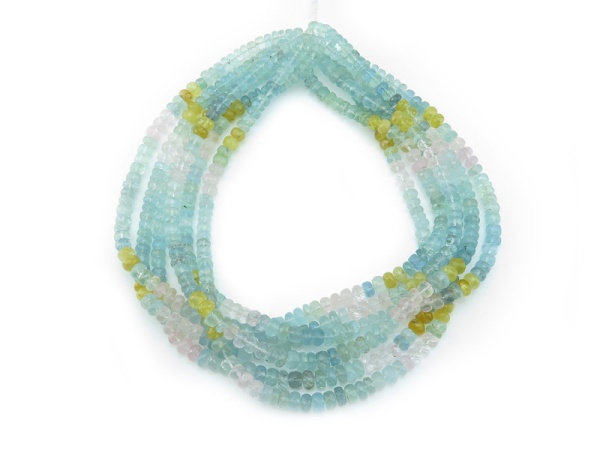 AA Aquamarine, Morganite & Heliodor Faceted Rondelles 6-8.25mm ~ 16'' Strand