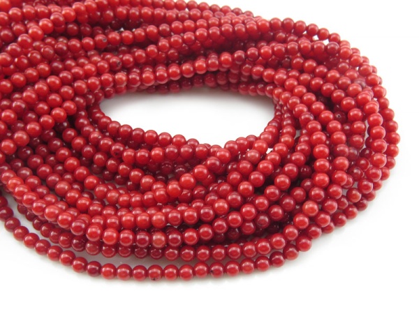 Red Bamboo Coral Smooth Round Beads 2.5mm ~ 16'' Strand