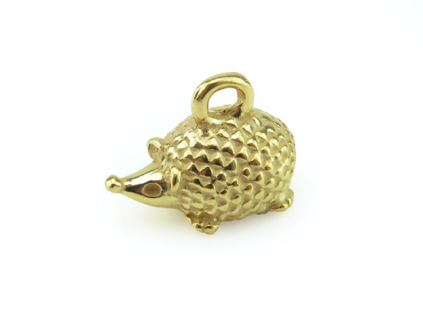 Gold Plated Silver Hedgehog Charm 8mm