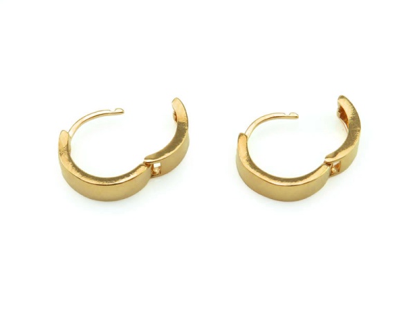 Gold Plated Silver Chunky Hoop Earrings 13mm ~ PAIR