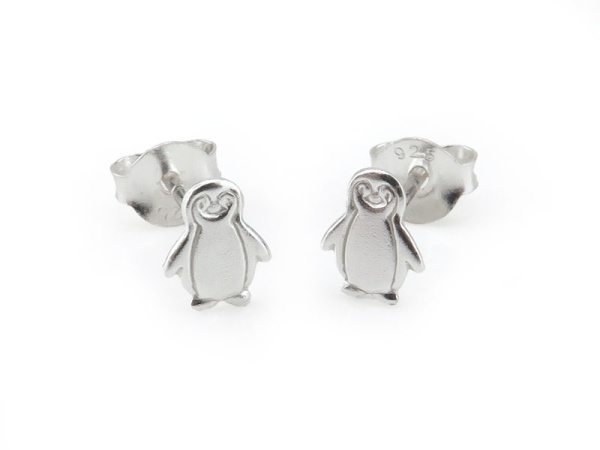 Sterling Silver Penguin Ear Studs ~ PAIR