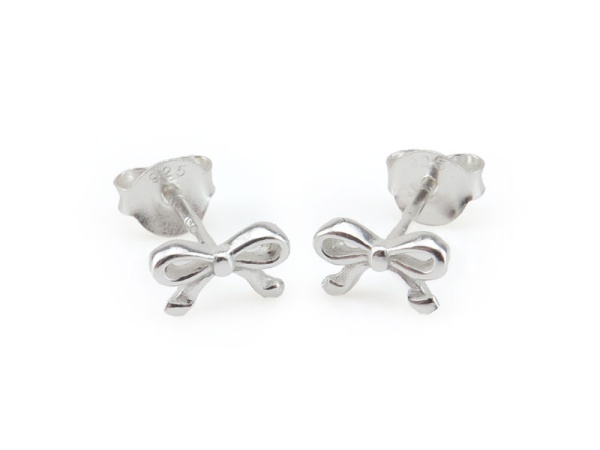 Sterling Silver Bow Ear Studs ~ PAIR