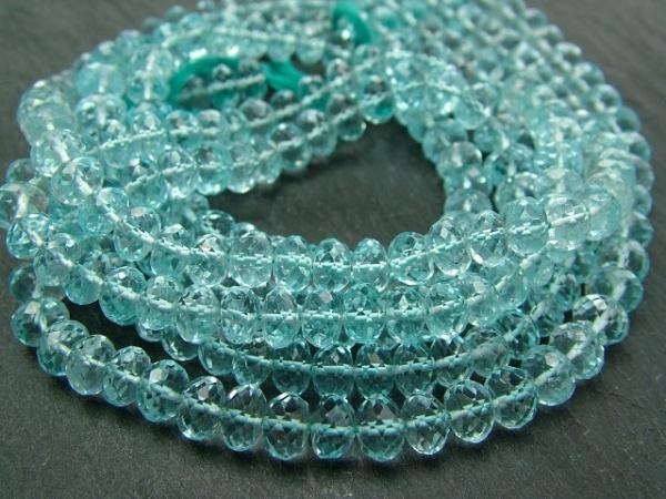 AAA Sky Blue Topaz Micro-Faceted Rondelles 4.5-6.5mm ~ 16'' Strand