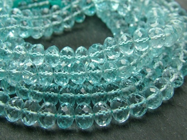 AAA Sky Blue Topaz Micro-Faceted Rondelles 4.5-6.5mm ~ 16'' Strand