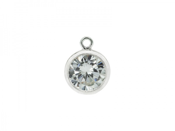 Cubic Zirconia Gold Filled Charm ~ Brilliant White ~ 8.5mm