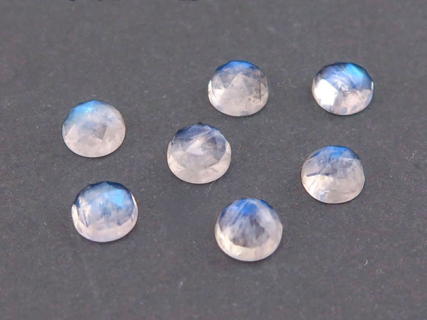 Rainbow Moonstone Rose Cut Round Cabochon ~ Various Sizes