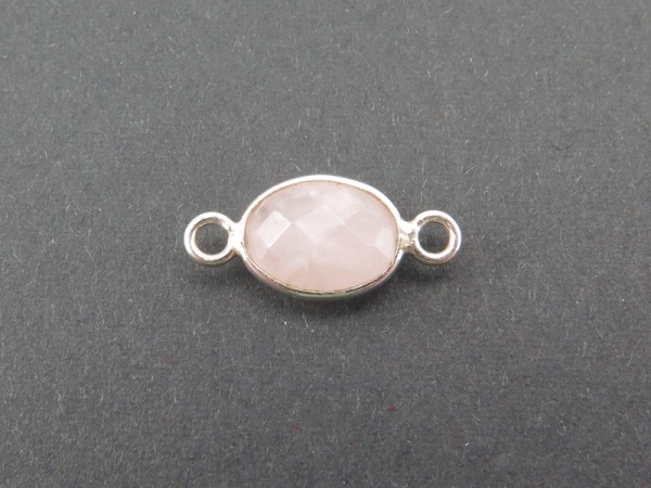 Sterling Silver Rose Quartz Oval Connector 15mm