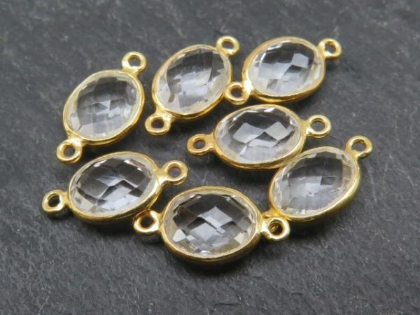 vermeil gold oval connector 14mm quartz crystal gemstone amethyst components thecuriousgem