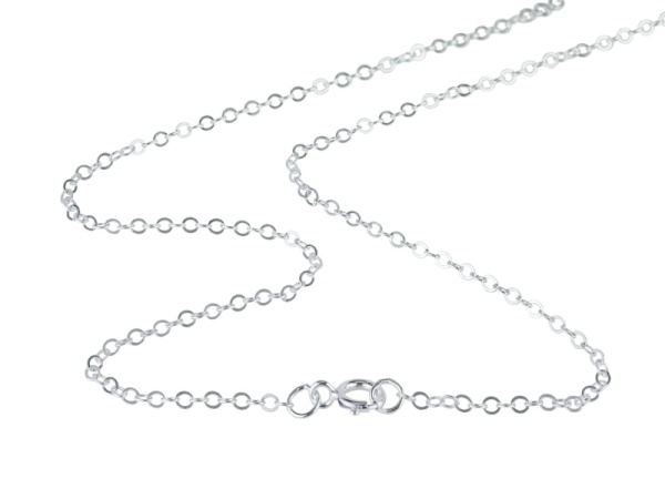 Sterling Silver Flat Cable Chain (2mm) Necklace with Spring Ring Clasp ~ 20''