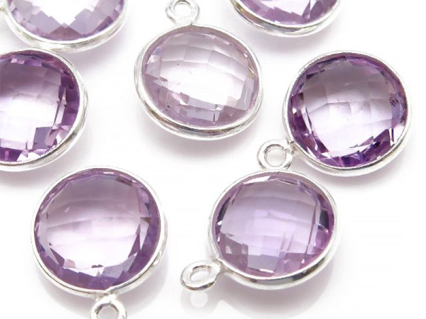 Sterling Silver Pink Amethyst Round Pendant 14mm