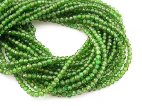 AA Chrome Diopside Micro-Faceted Rondelles 2mm ~ 12.5'' Strand