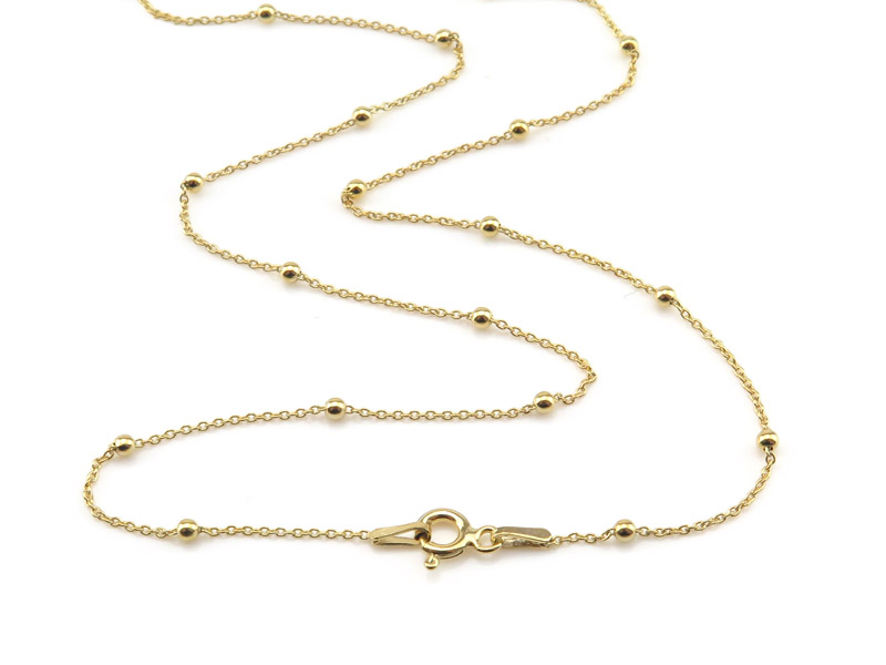 Gold Plated Vermeil Silver Satellite Chain Necklace with Clasp 15.75''