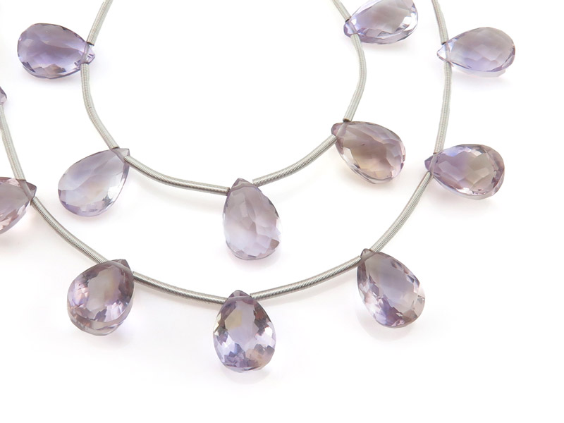 AAA Ametrine Micro-Faceted Pear Cut Briolettes 9.5-10.5mm