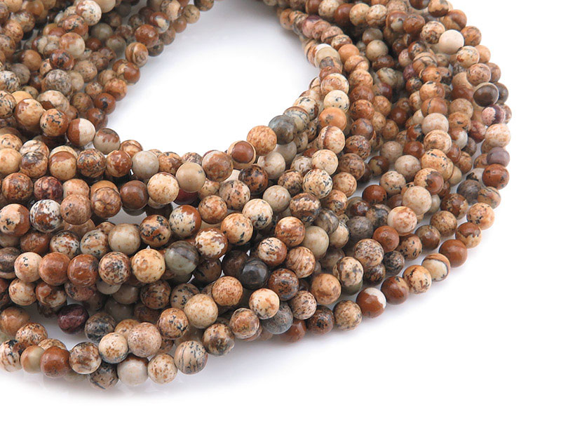 Landscape Jasper Smooth Round Beads 4.25mm ~ 15'' Strand