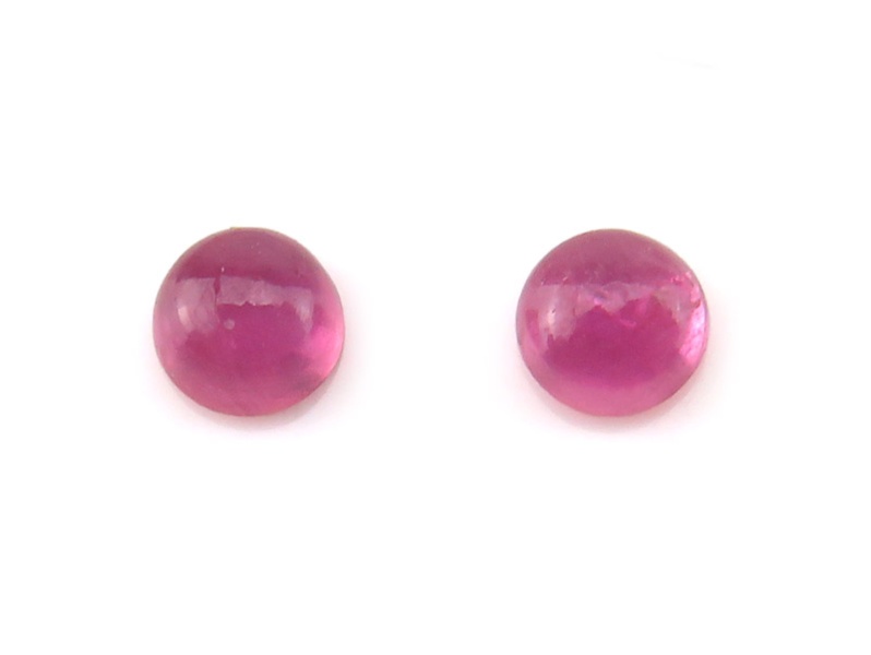 Fair Mined Pink Sapphire Round Cabochon ~ Various Sizes ~ PAIR