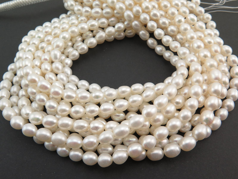 Freshwater Pearl Ivory Rice Beads 6.5-7.5mm ~ 16