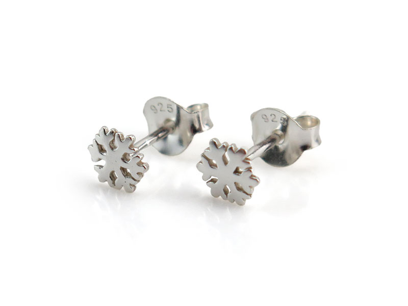 Sterling Silver Snowflake Ear Studs ~ PAIR