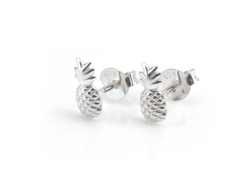 Sterling Silver Pineapple Ear Studs ~ PAIR