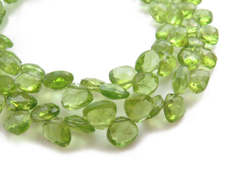 AA+ Peridot Micro Faceted Heart Briolettes ~ Various Sizes ~ 8'' Strand