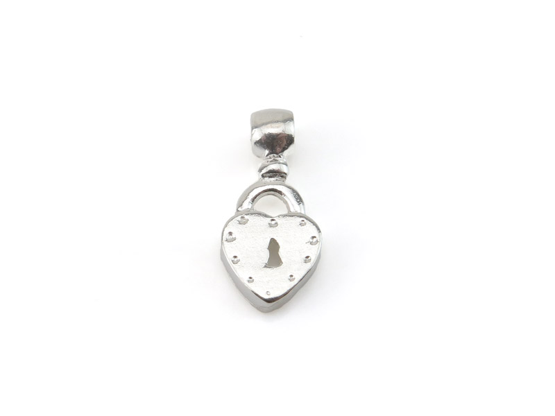 Sterling Silver Heart Lock Pendant 15.75mm