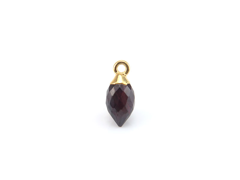 Gold Plated Silver Garnet Marquise Charm 13mm