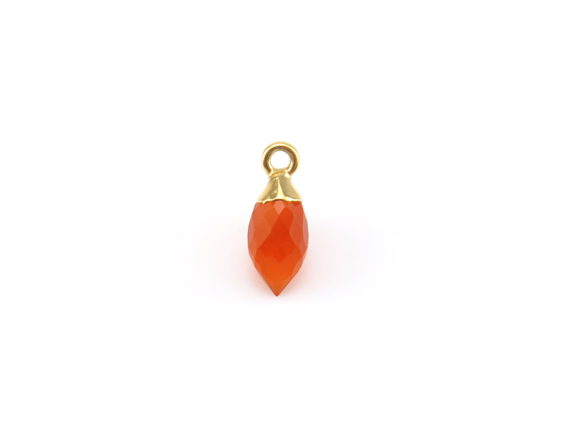 Gold Plated Silver Carnelian Marquise Charm 13mm