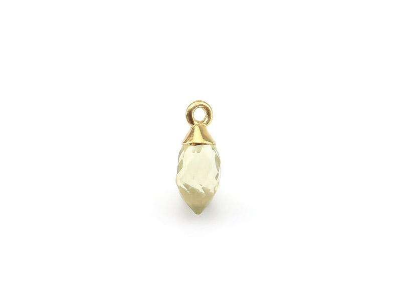 Gold Plated Silver Lemon Quartz Marquise Charm 13mm