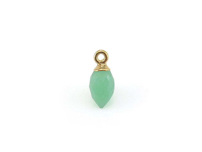 Gold Plated Silver Chrysoprase Marquise Charm 13mm