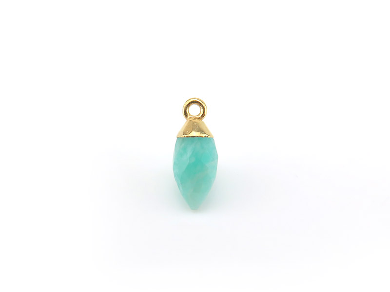 Gold Plated Silver Amazonite Marquise Charm 13mm