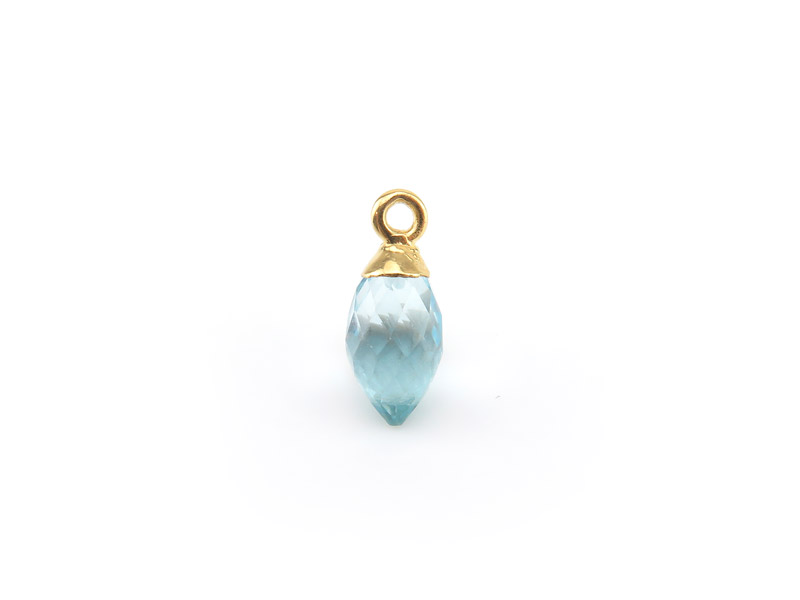 Gold Plated Silver Sky Blue Topaz Marquise Charm 13mm