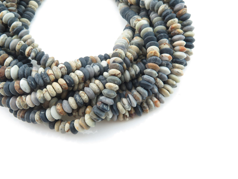 Picasso Jasper Matt Button Beads 7.5mm ~ 15'' Strand