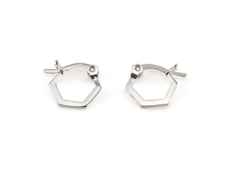 Sterling Silver Hexagon Hinged Earring Hoop 10mm ~ PAIR