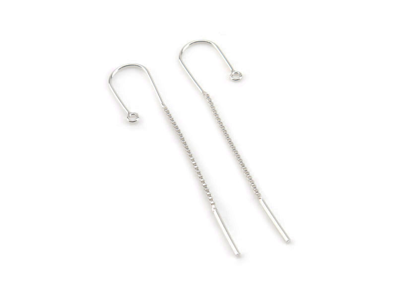 Sterling Silver U Shape Ear Threader with Ring ~ PAIR