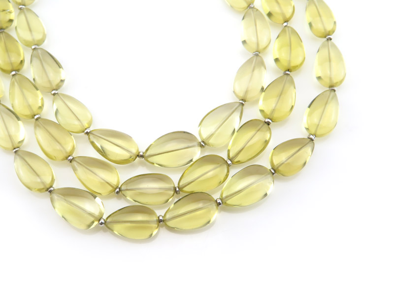 AAA Lemon Quartz Smooth Pear Beads 11.5-13.5mm ~ 8.5'' Strand