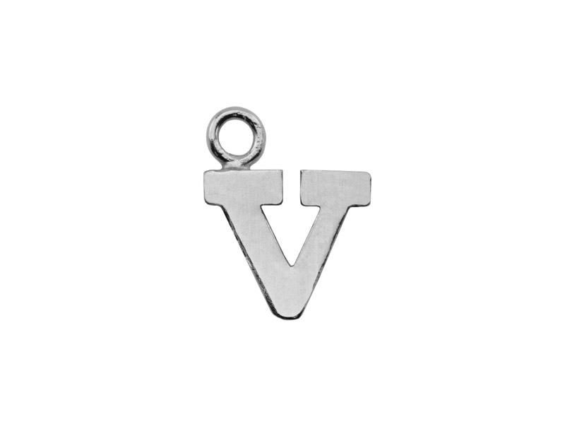 Sterling Silver Alphabet Charm ~ V