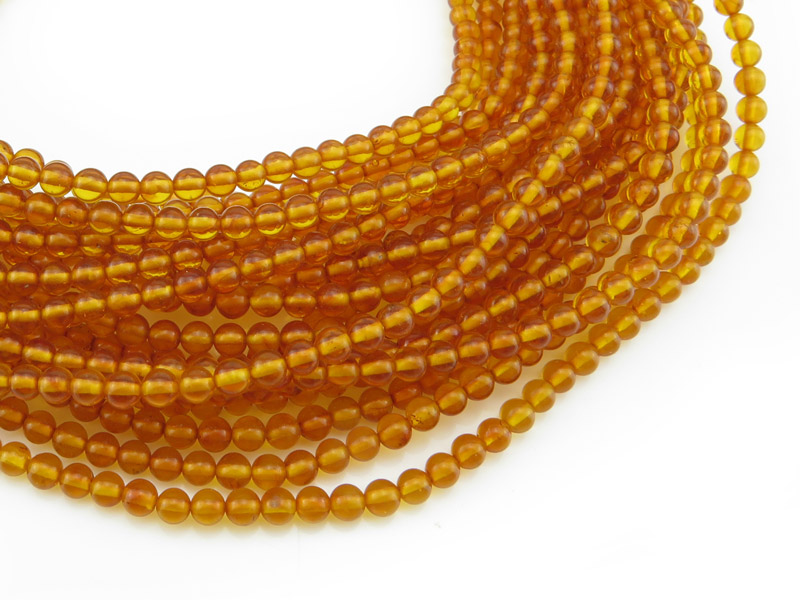 Amber Smooth Round Beads 3mm ~ 16'' Strand