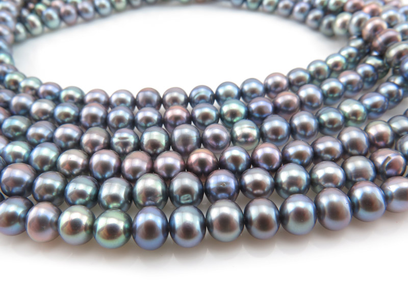 Freshwater Pearl Peacock Grey Potato Beads 5.5mm ~ 15.5'' Strand