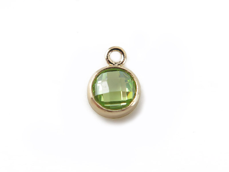 Cubic Zirconia Gold Filled Charm ~ Lime Green ~ 4mm