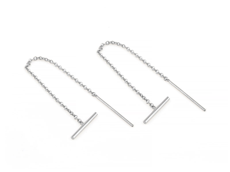 Sterling Silver Ear Threader with Bar ~ PAIR