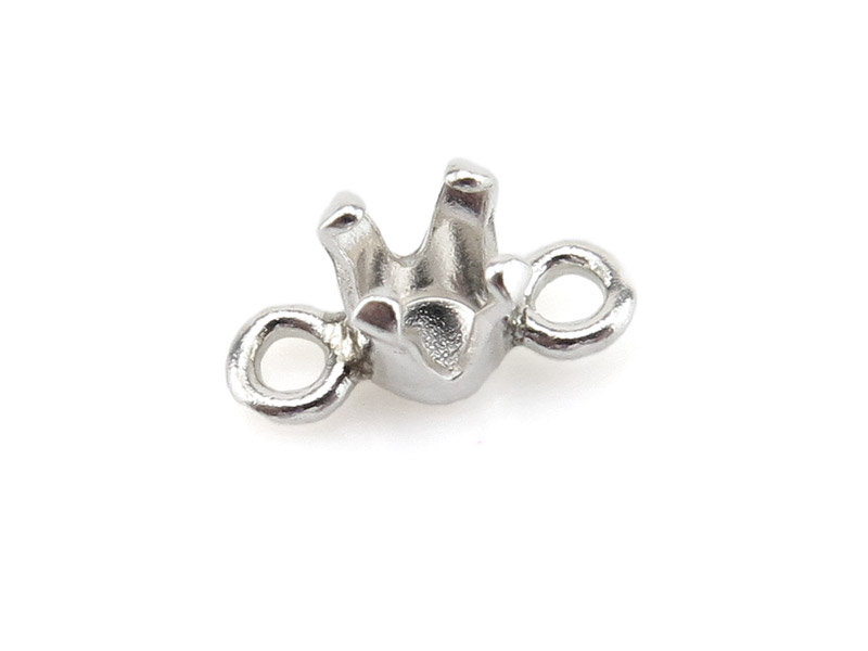 Sterling Silver Round Prong Snap Setting Connector 3mm