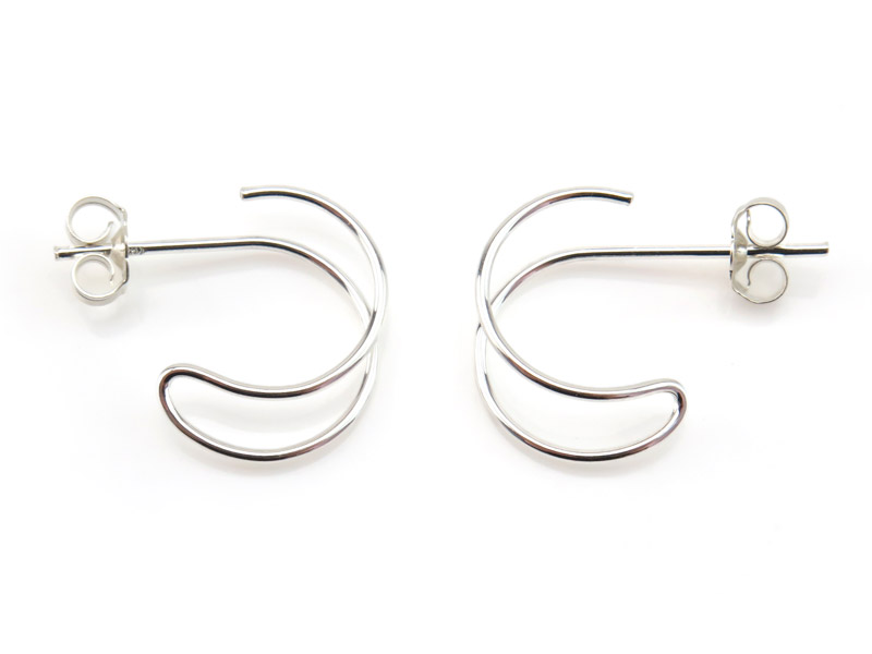 Sterling Silver Double Circle Earring Hoop 16mm ~ PAIR