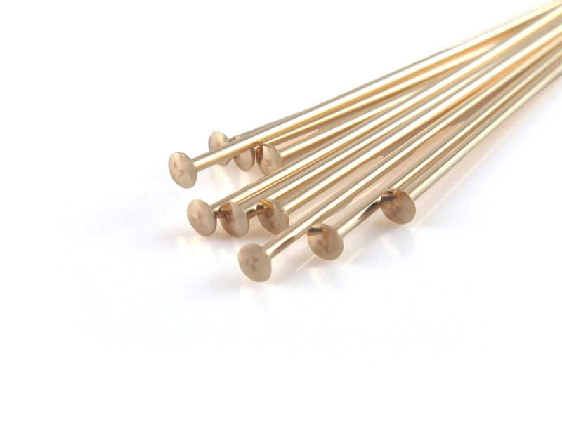 Gold Filled Head Pin ~ 20 gauge ~ 2'' ~ Pack of 10