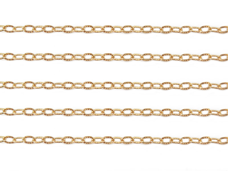 Gold Filled Oval Hammered Cable Chain 3.25mm x 2.4mm ~ by the Foot