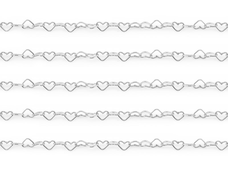 Sterling Silver Heart Chain 4mm x 2.75mm ~ by the Foot