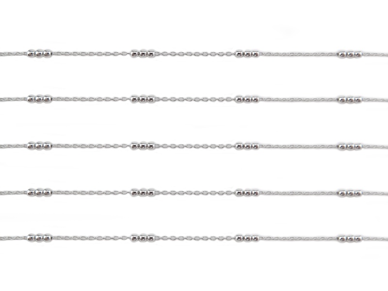 Sterling Silver Three Bead Cable Chain 2mm ~ by the Foot