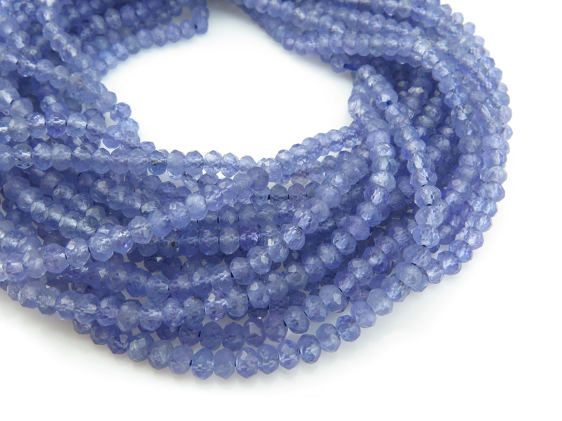 AA Tanzanite Mirco-Faceted Rondelles 3.75mm ~ 12'' Strand