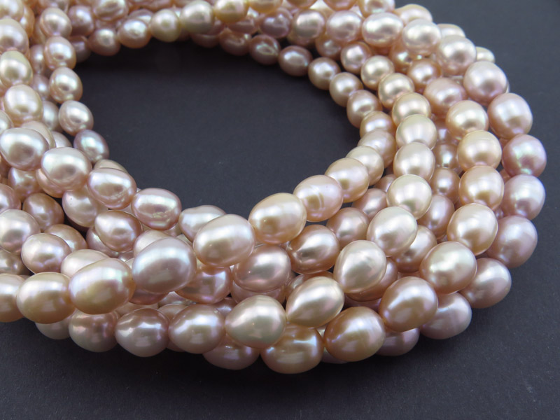 Freshwater Pearl Peach Rose Rice Beads 8-9mm ~ 15'' Strand