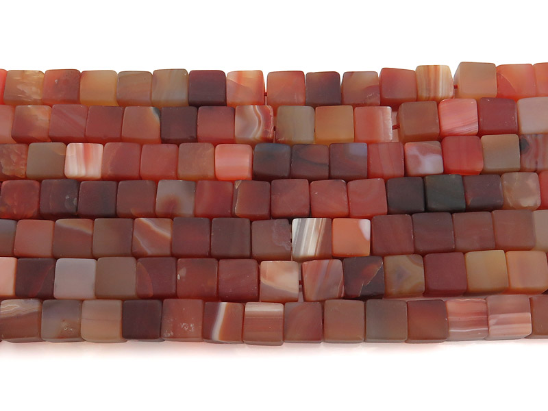 Carnelian Matt Cube Beads 10.5mm ~ 16'' Strand